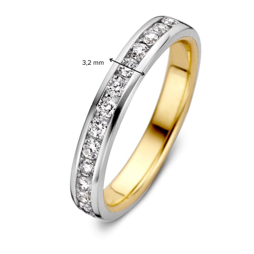 Bicolor pierścionek z białego i żółtego złota z diamentem – 0.32 crt