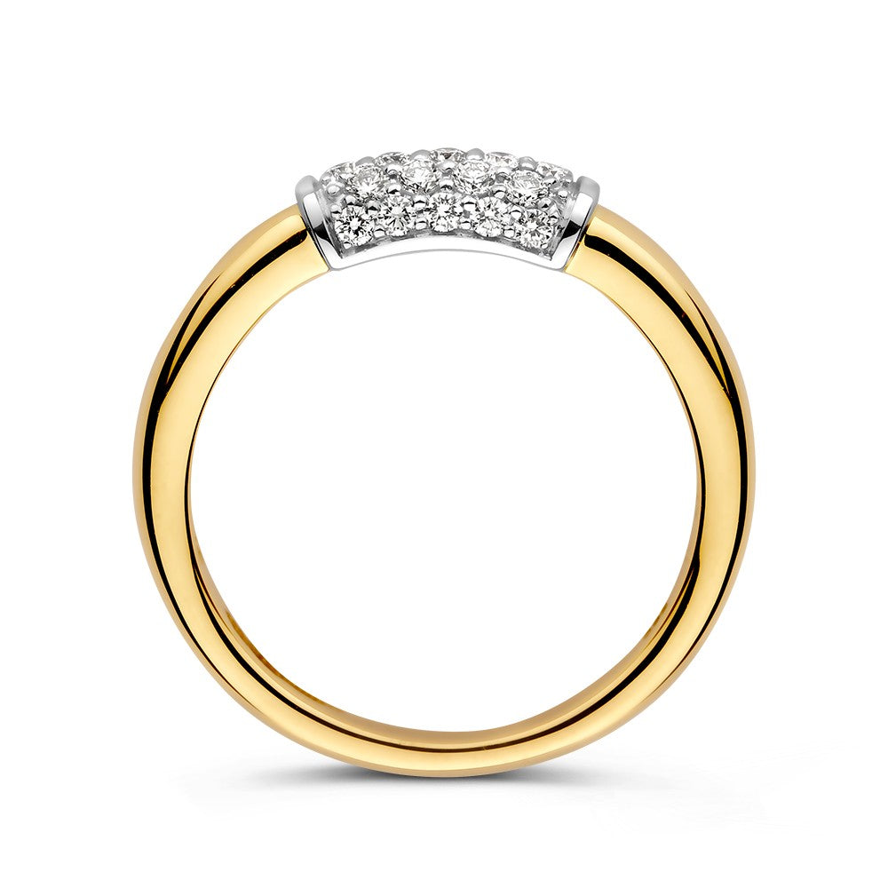 Elegancki Bicolor Pierścionek z Diamentem z Błyszczącymi Detalami 0.33 crt.