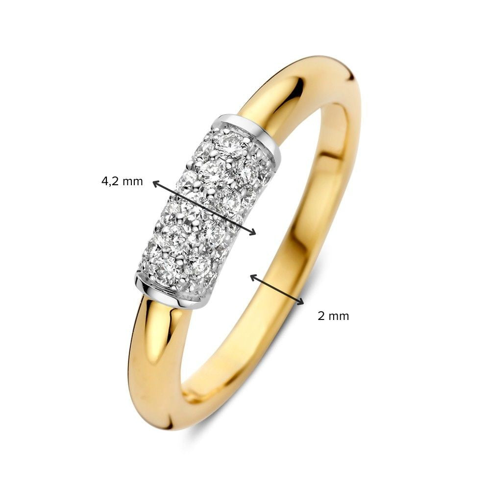 Elegancki Bicolor Pierścionek z Diamentem z Błyszczącymi Detalami 0.33 crt.