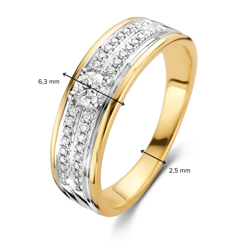 Elegancki Pierścionek Bicolor Złoty z Diamentem w Centrum 0.34 crt.