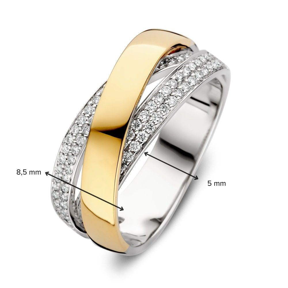 Luksusowy Bicolor Pierścionek Crossover z 0.37ct Brylantowym Diamentem