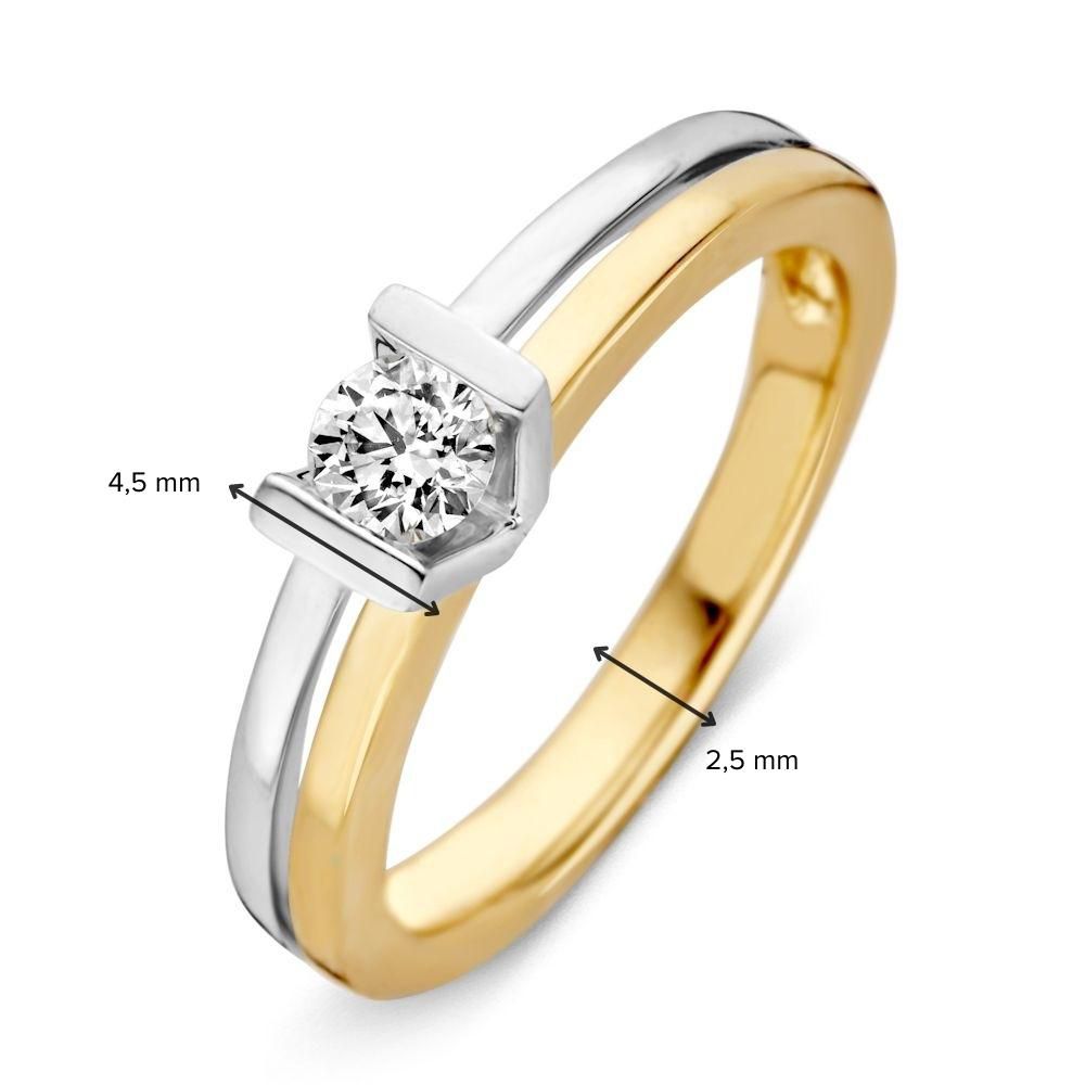Bicolor Złote Kolczyki z Diamentem – 0.41 ct, 14 Karat