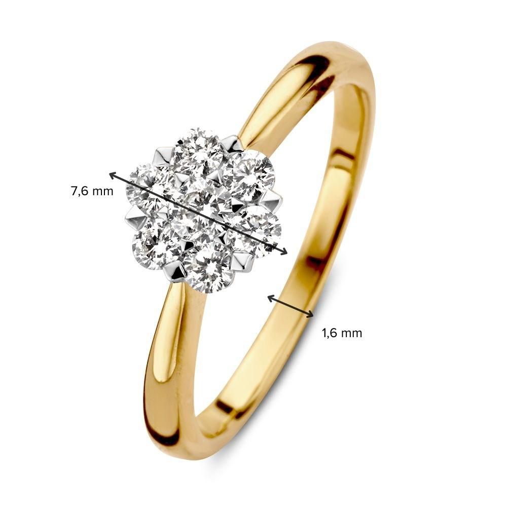 Bicolor Złoty Pierścionek Entourage z Diamentem (0.40 ct) – 14 Karaat Żółte/Białe Złoto