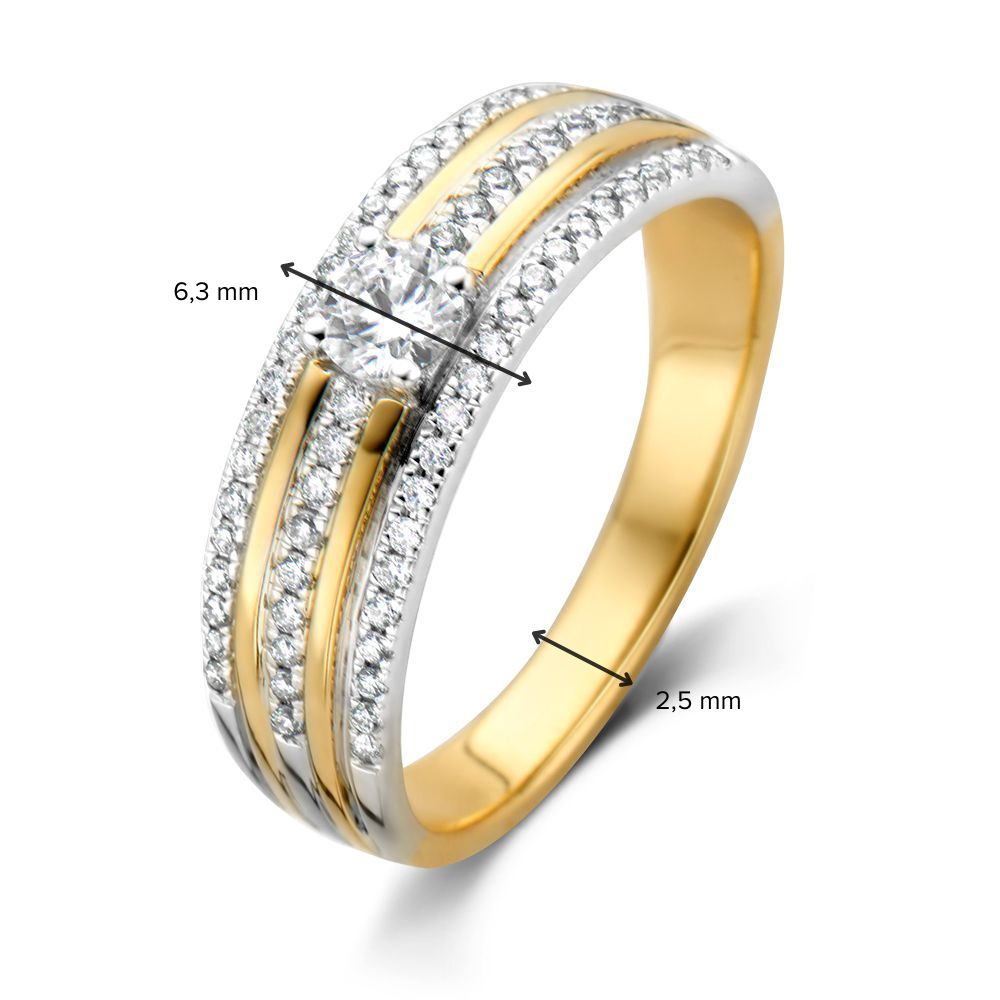 Bicolor pierścionek damski z diamentem (0.47 crt) – 14 karat, H/SI-1 jakość