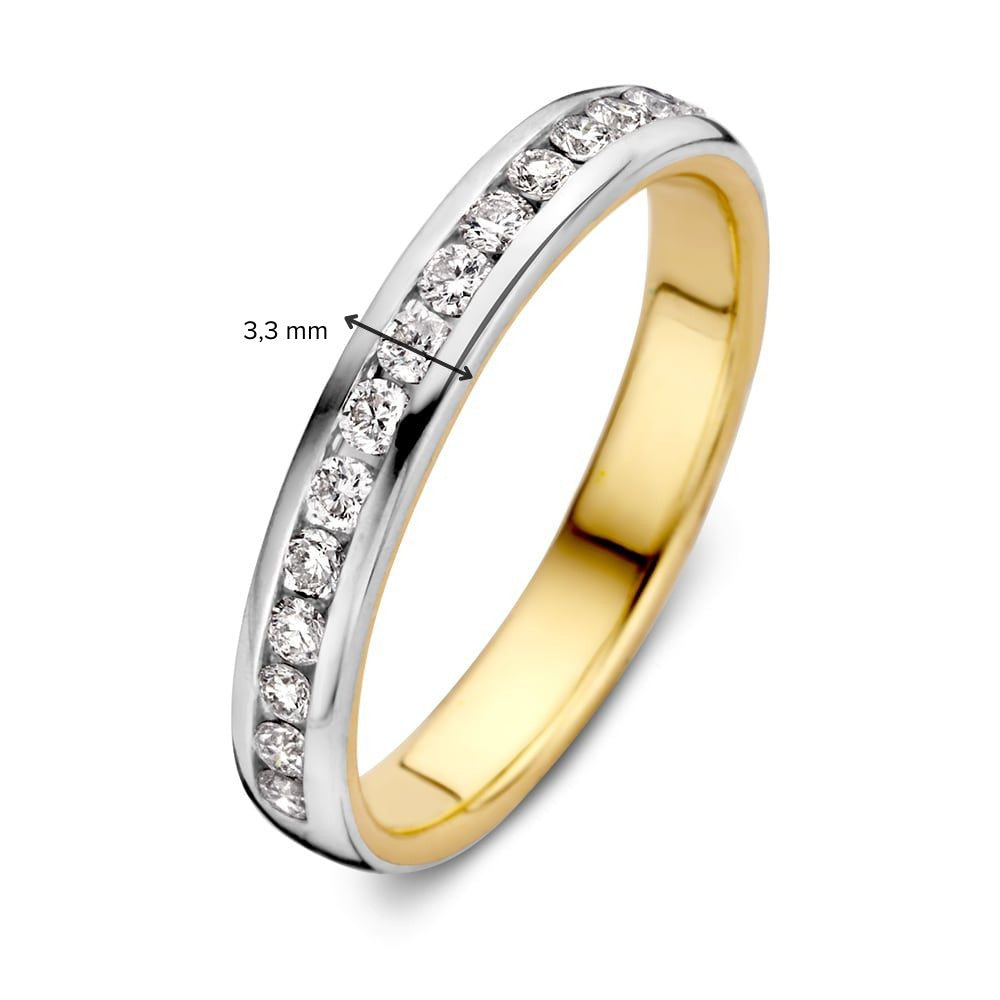 Bicolor Damski Pierścionek z Diamentem (0.48 crt) – 14 Karat, Szlif Brylantowy