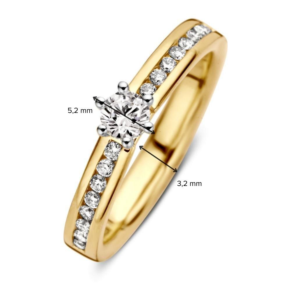 Bicolor Żółto- i Białozłoty Pierścionek Damski z Diamentem (0.50 crt) – 14 Karat