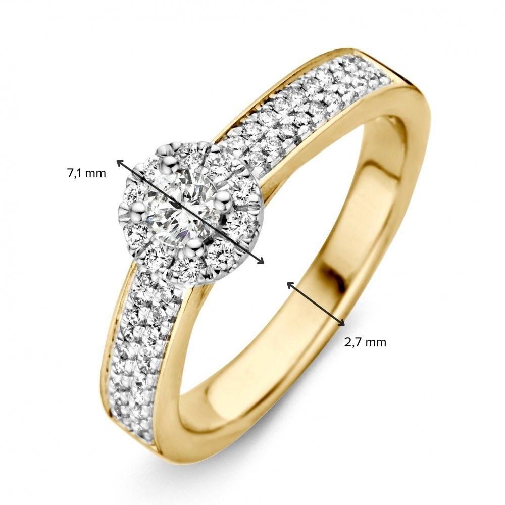 Bicolor Żółto- i Białozłoty Pierścionek Damski z Diamentem (0.51 crt) – 14 Karat