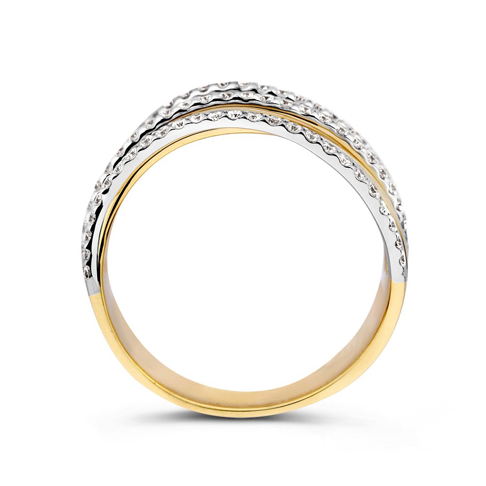 Pierścionek z żółtego i białego złota z diamentami - 14 karatów - Luksusowy design - 0,52 ct diament