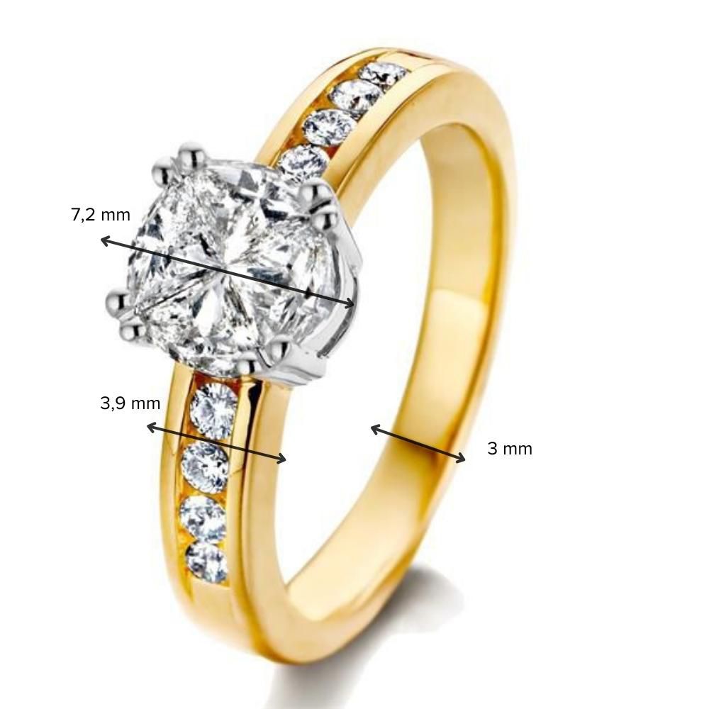 Bicolor złoty damski pierścionek z diamentem w osadzeniu illusion 1.25ct H/SI-1 14 karat
