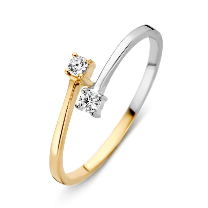 Bicolor gouden ring met witte zirkonia 14 karaat 5.5mm