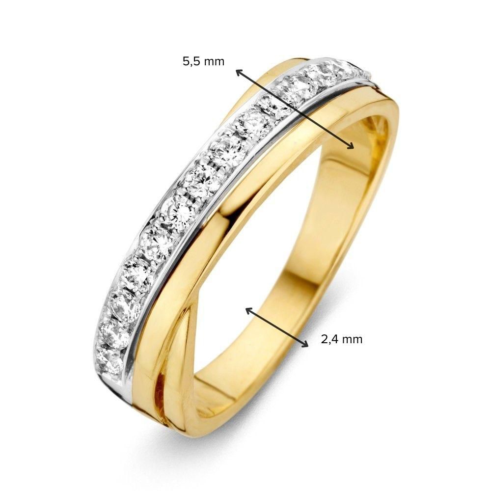 Bicolor złoty damski pierścionek 14 karat z białą cyrkonią 5.5mm