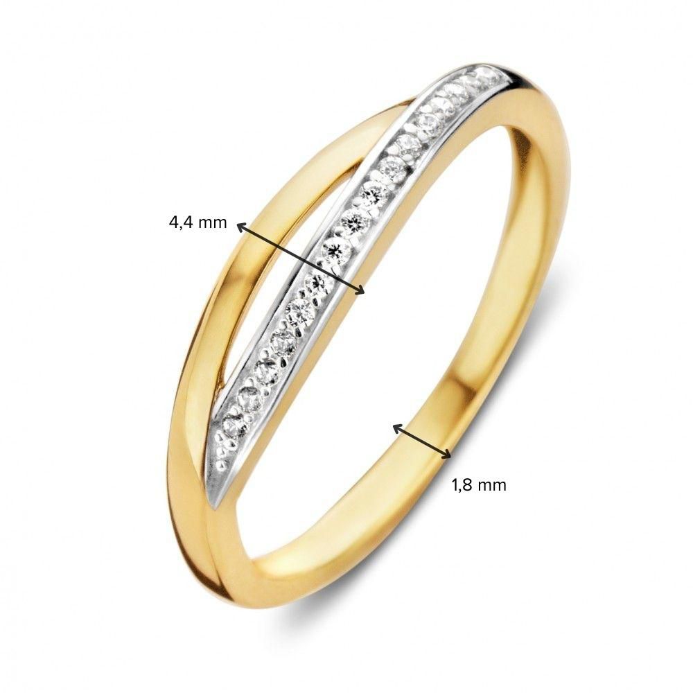 Bicolor złoty pierścionek z białą cyrkonią 14 karat 4.4mm