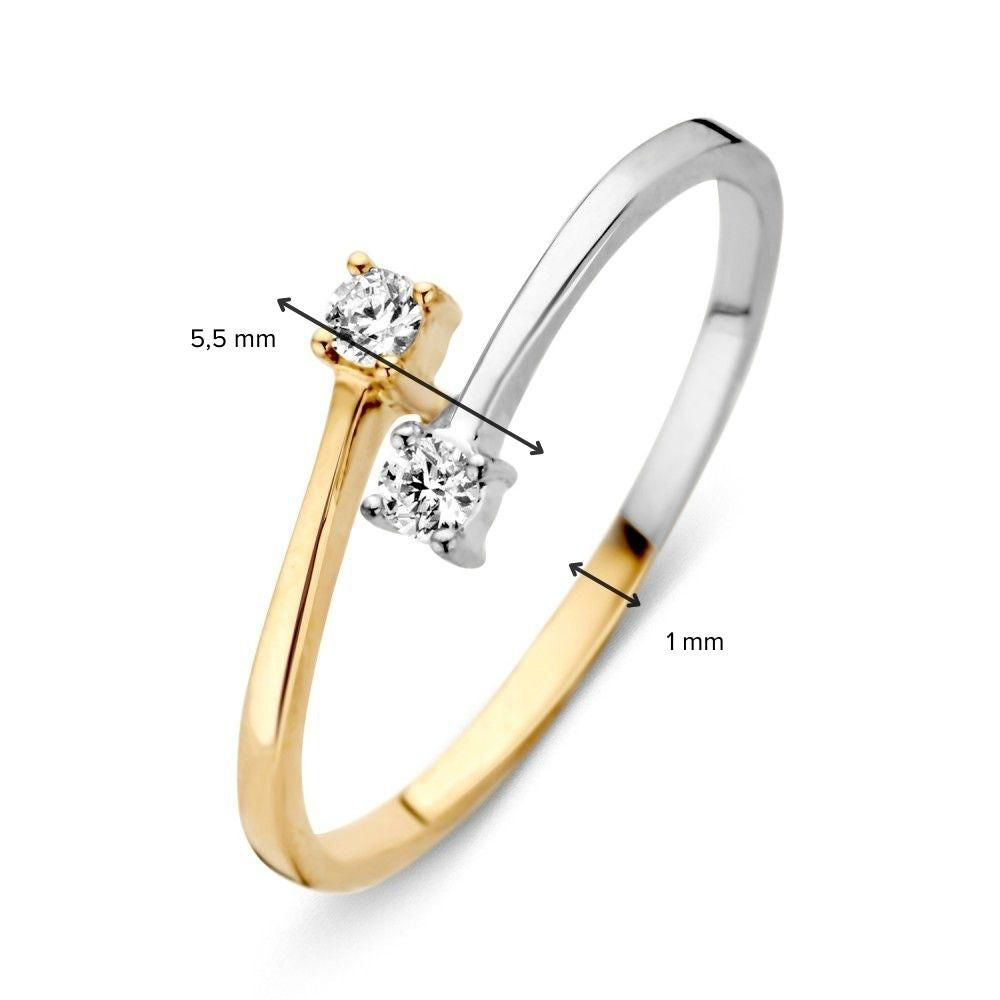Bicolor złoty pierścionek z białą cyrkonią 14 karat 5.5mm