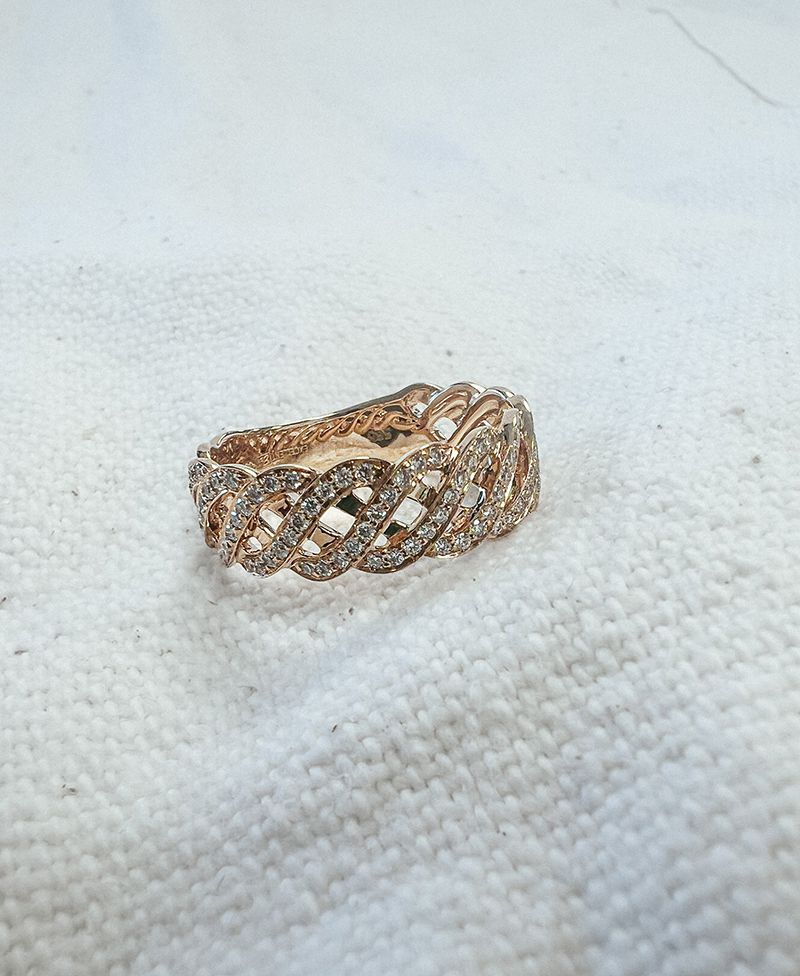 Żółtozłoty pierścionek z diamentem o wadze 0,35 ct – 14 karat, jakość H/SI-1, wyrafinowany pierścionek damski