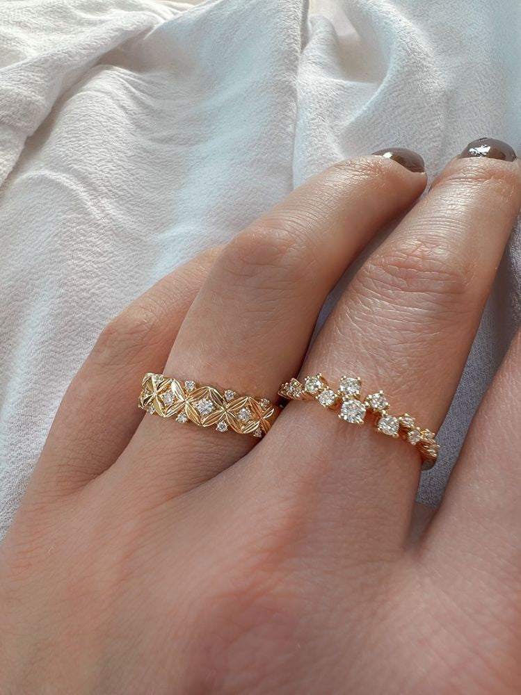 Zabawny Pierścionek z Żółtego Złota z 0,37 ct Diamentami – 14 Karat, J/SI-1 Jakość, Wyszukany Pierścionek Damski
