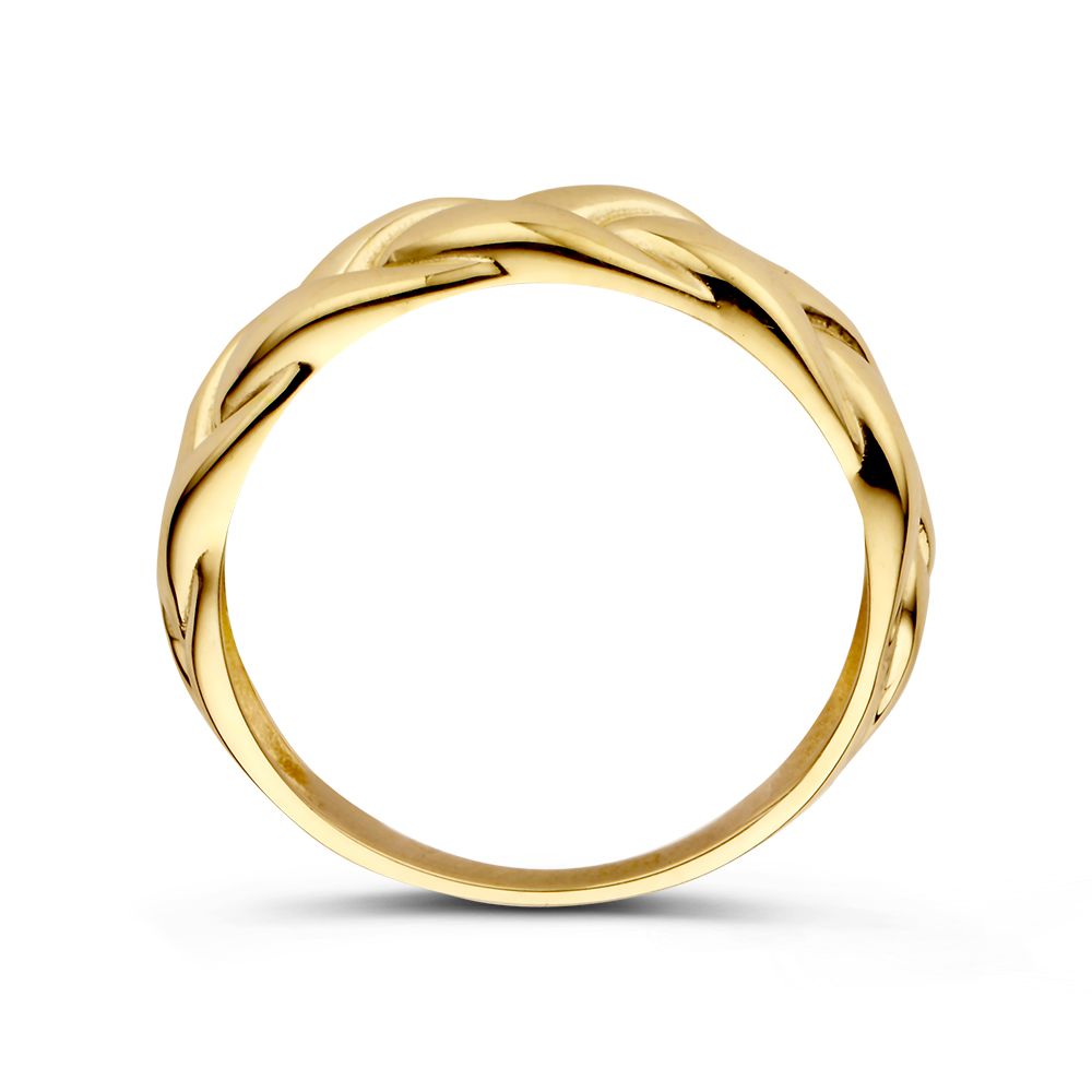 Żółtozłoty Pleciony Pierścionek – 14 Karat – Ponadczasowy Design – Van der Kooij