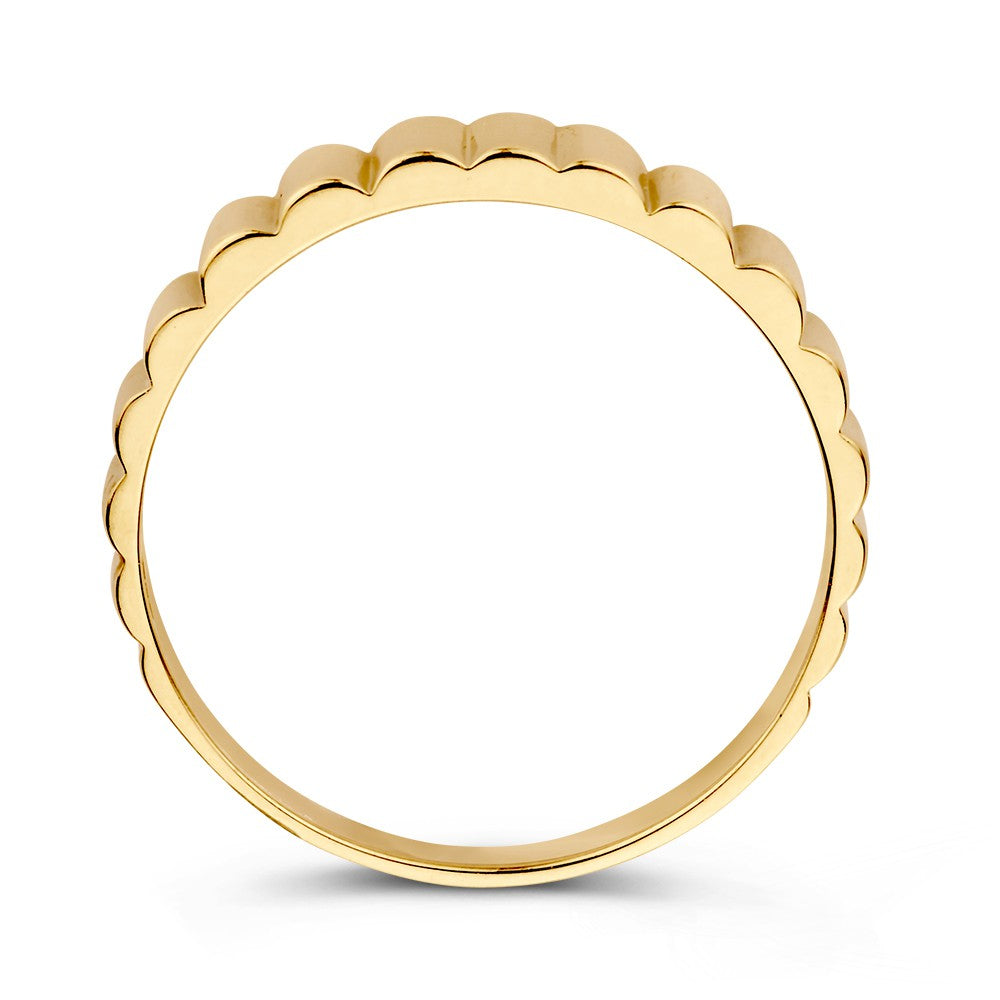 Żółtozłoty pierścionek z gładkim wzorem żłobkowanym – 14kt złoto, 5.2 mm szerokości, 1.9 grama