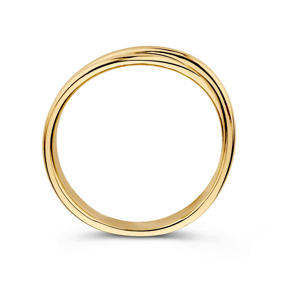 Żółtozłoty Pierścionek Damski z Trzema Nakładającymi Się Pasami – 14 Karat, 5.6 mm Szeroki, 3.5 gram