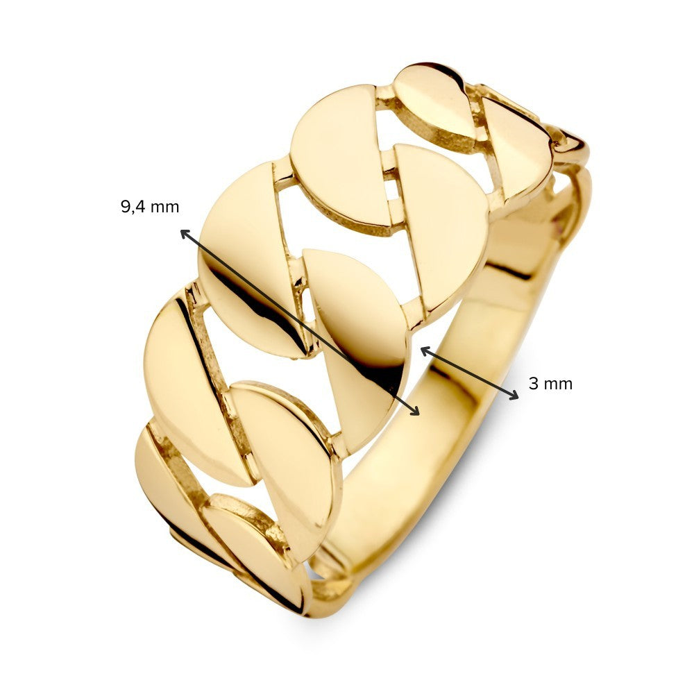 Szeroki Płaski Sygnet w 14kt Żółtym Złocie – 9.4 mm Szeroki, 2.2 Gram