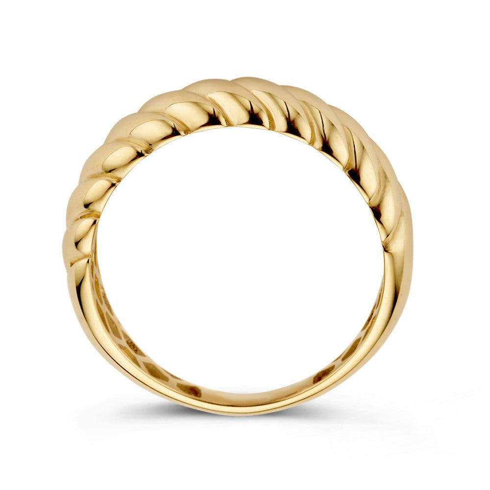 Żółte Złoto Szeroki Pierścionek z Skręconą Bandą – 14kt Złoto, 6 mm Szeroki, 2.1 Gram