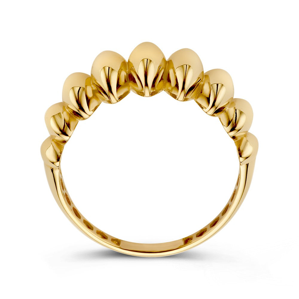 Szeroki Pierścionek z Żółtego Złota o Zabawnym Designie – 14kt Złoto, 8 mm Szerokości, 2.1 Gram