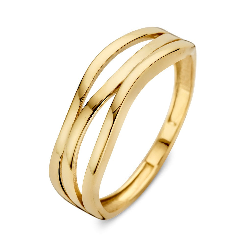 De Excellent Jewelry Geelgouden Crossover Ring is gemaakt van 14kt goud, meet 6 mm breed, weegt 2,1 gram en heeft een modern ontwerp met twee in elkaar verstrengelde banden voor een elegante, eigentijdse look.