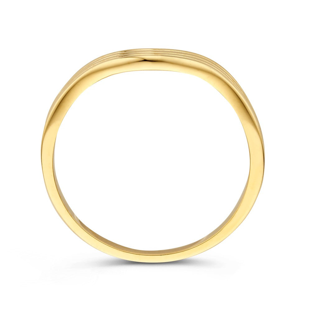 Złoty pierścionek z falującą obrączką – 14kt żółte złoto, 5.5 mm szeroki, 2.4 grama