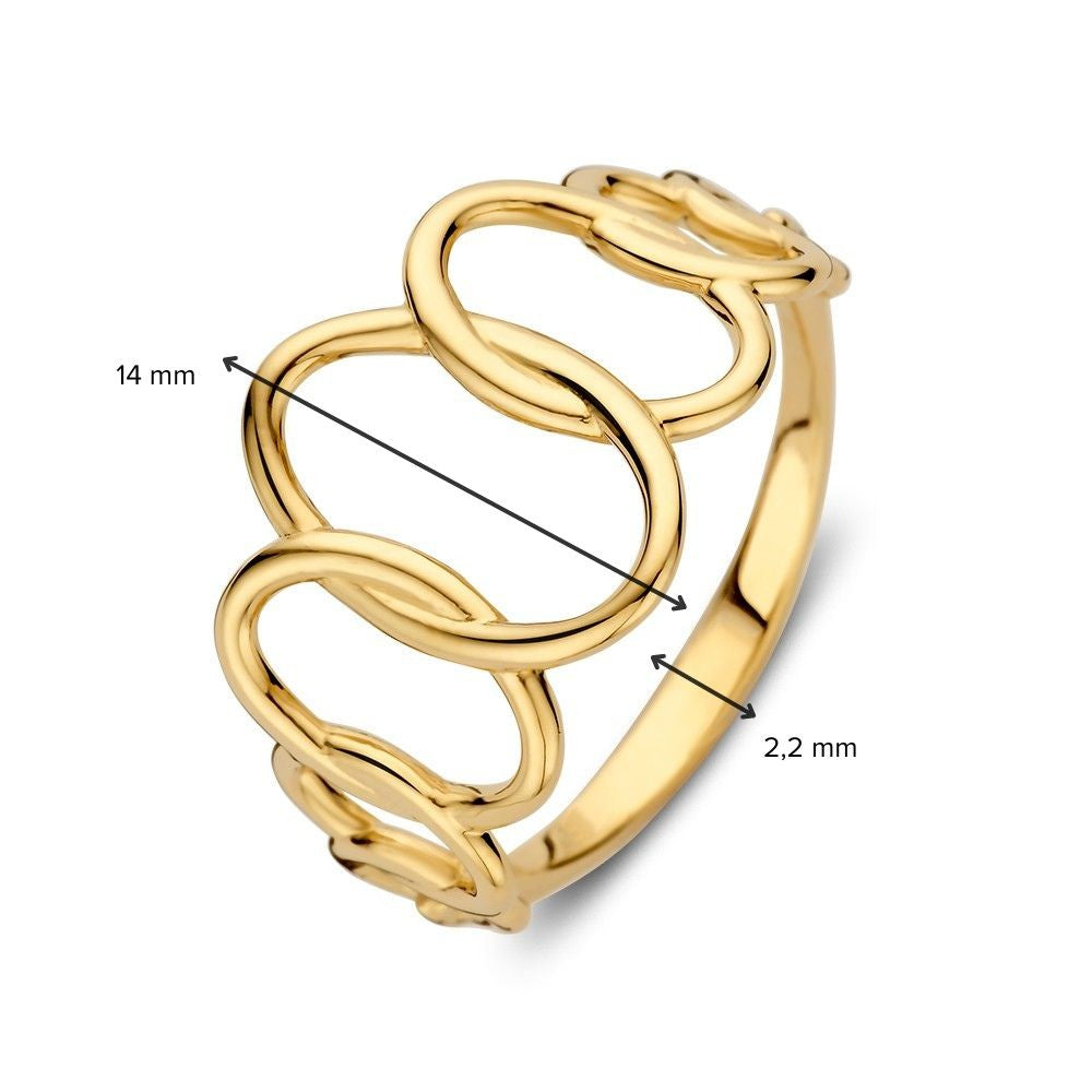 Zabawny Pierścionek ze Żółtego Złota z Otwartym Wzorem – 14kt Żółte Złoto, 14 mm Szerokości, 2.6 Grama