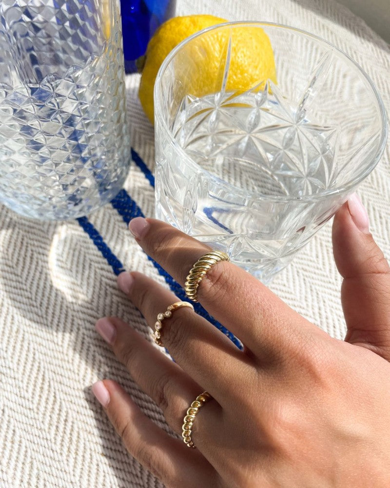 Żółte Złoto Szeroki Pierścionek z Skręconą Bandą – 14kt Złoto, 6 mm Szeroki, 2.1 Gram