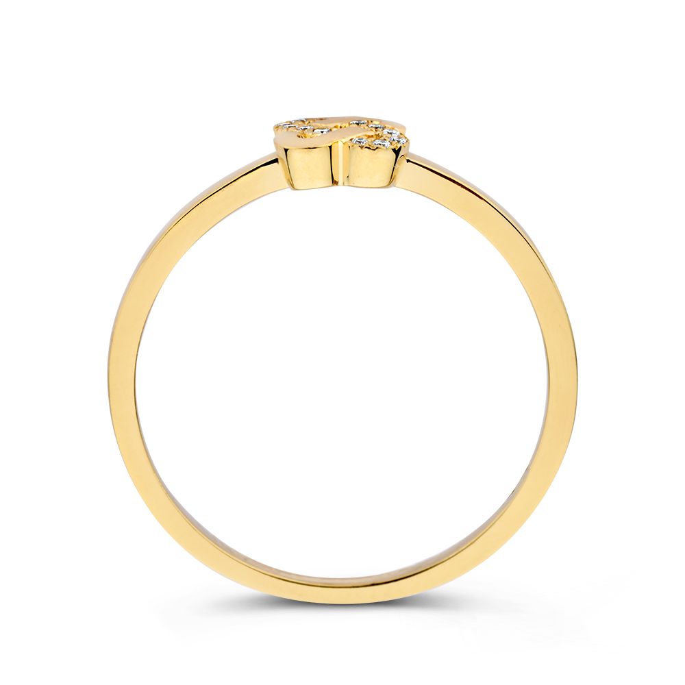 Elegancki Żółte Złoto Pierścionek z Wzorem Węzła i Diamentem: Ponadczasowa Biżuteria 0.04 crt.