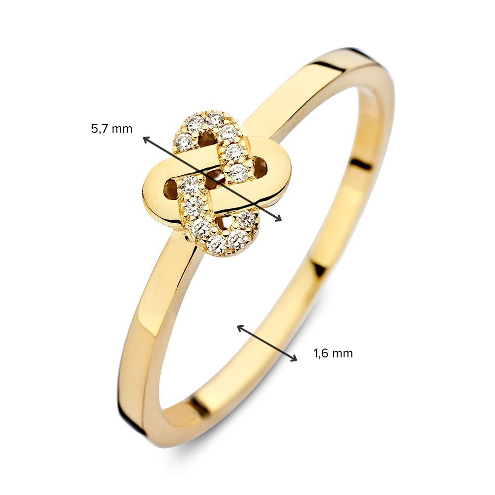Elegancki Żółte Złoto Pierścionek z Wzorem Węzła i Diamentem: Ponadczasowa Biżuteria 0.04 crt.