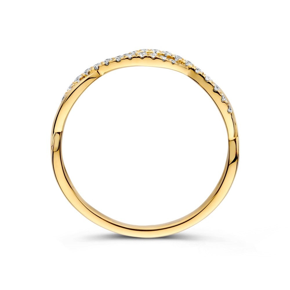 Pierścionek żółte złoto diament 0.13 crt.
