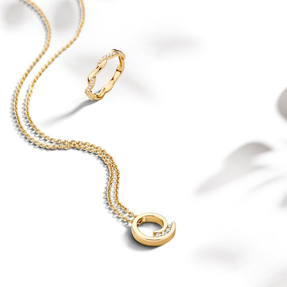 Elegancki Żółte Złoto Pierścionek z Brylantem Diament 0.14 crt.