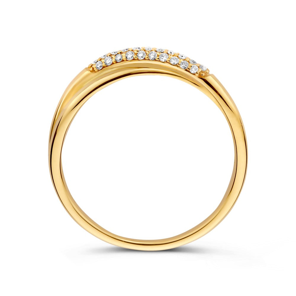 Pierścionek żółte złoto z diamentem 0.15 crt.