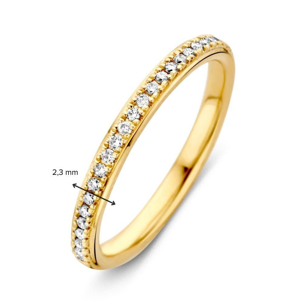 Geelgouden Damesring met 0.17 Caraat Briljant Diamant – 14 Karaat Goud, H/SI-1 Kwaliteit – Gratis Verzending