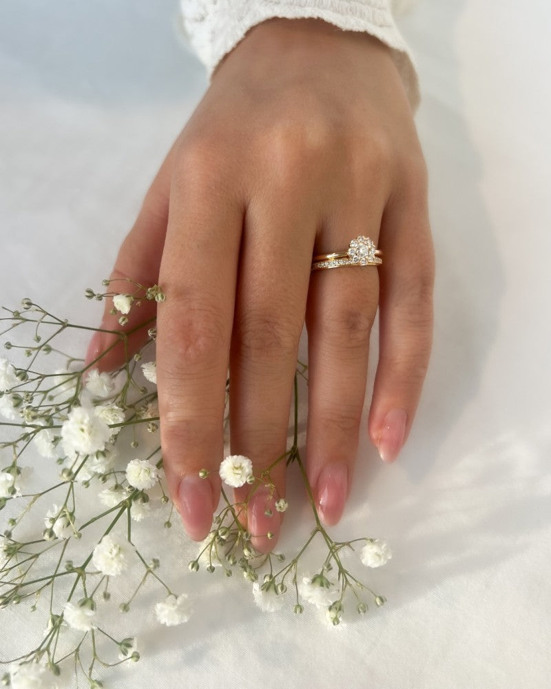 Żółtozłoty Pierścionek Damski z 0.17 Karata Brylantowym Diamentem – 14 Karat Złota, H/SI-1 Jakość – Darmowa Wysyłka