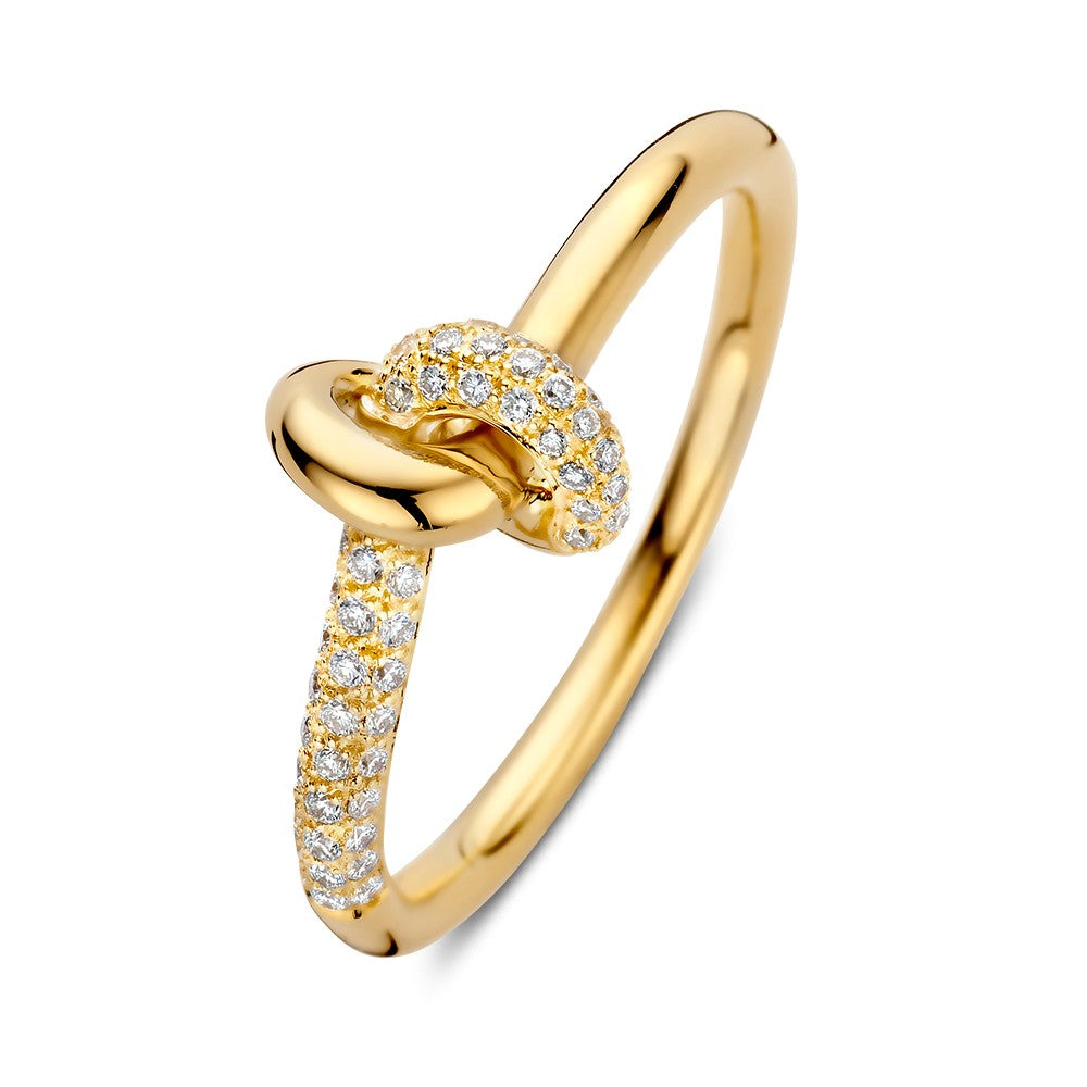Elegancki pierścionek z żółtego złota z błyszczącym diamentem 0,21 crt.