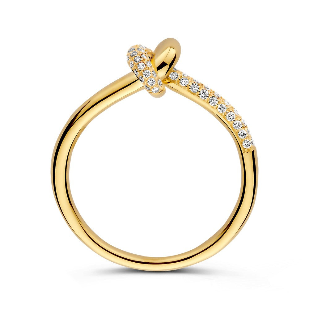 Elegancki Żółte Złoto Pierścionek z Promiennym Diamentem 0.21 crt.