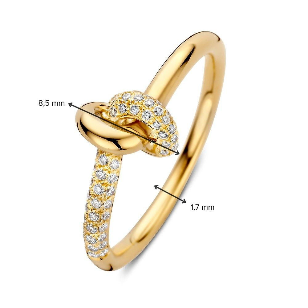 Elegancki Żółte Złoto Pierścionek z Promiennym Diamentem 0.21 crt.