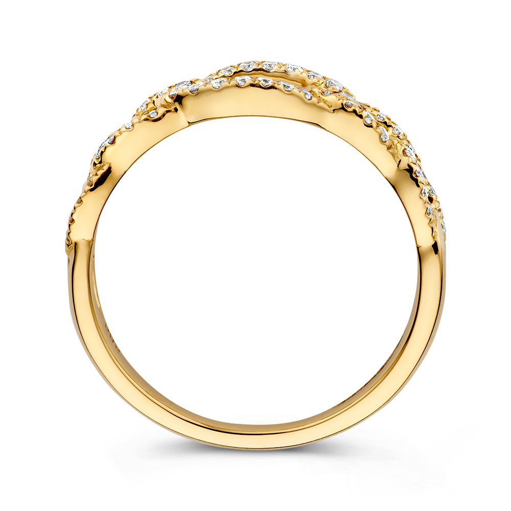 Elegancki Żółte Złoto Ogniwo Pierścionek z Błyszczącymi Diamentami – 14 Karat Złoto i 0,28 Karata Diament