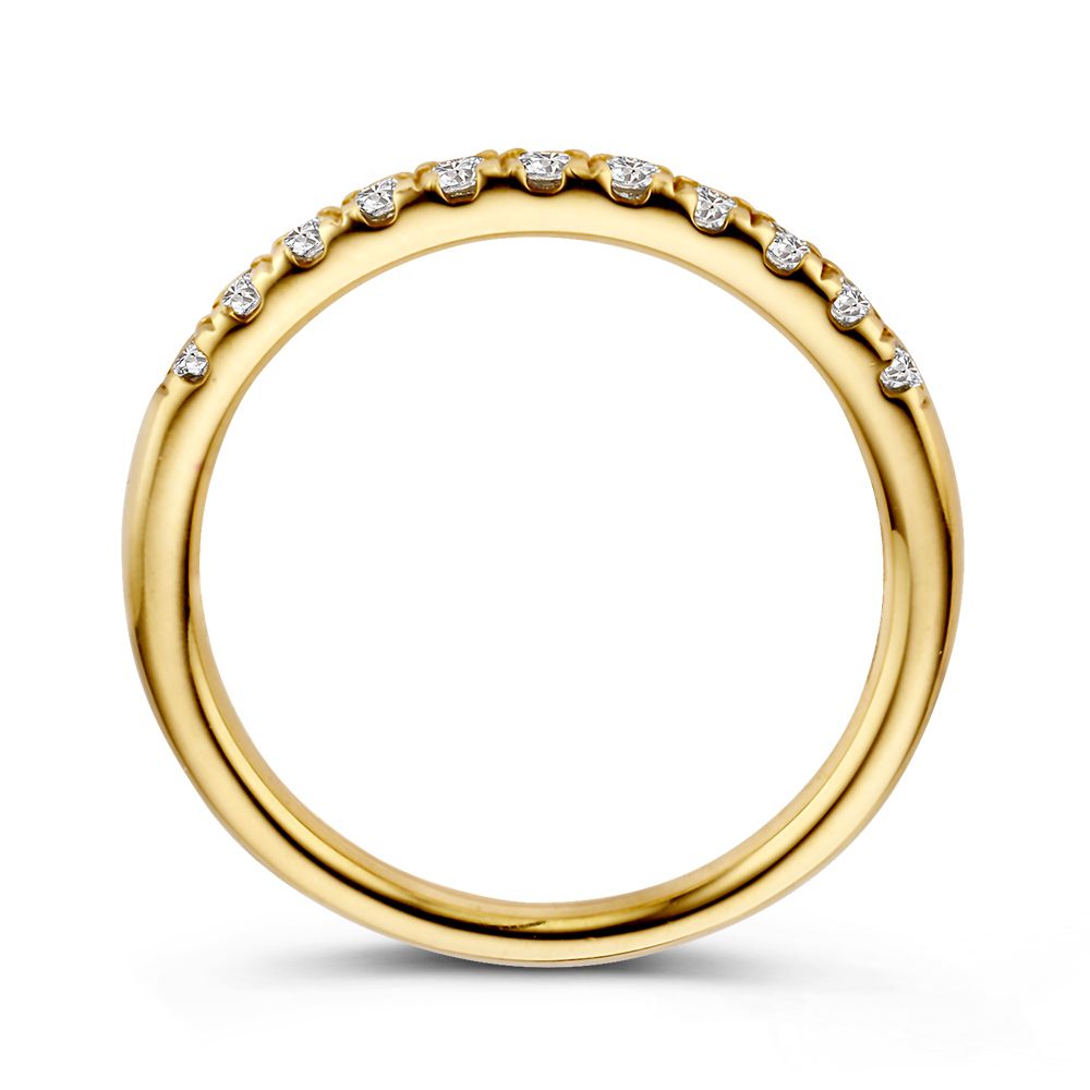 Elegancka Żółte Złoto Pierścionek z 11 Diamentami – 14 Karat Złota