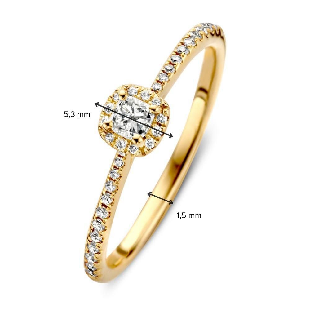 Elegancki Pierścionek Damski z Żółtego Złota z Diamentem Szlifowanym w Kształcie Princess – 14 Karat Złota