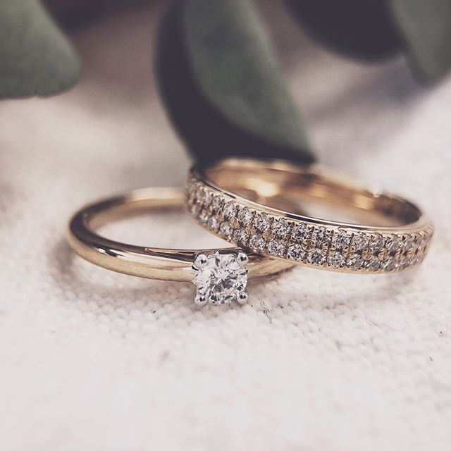 Żółtozłoty Pierścionek Damski z Brylantem w Ustawieniu Pavé – 14 Karat, 0.33 Karata Diament – Darmowa Wysyłka