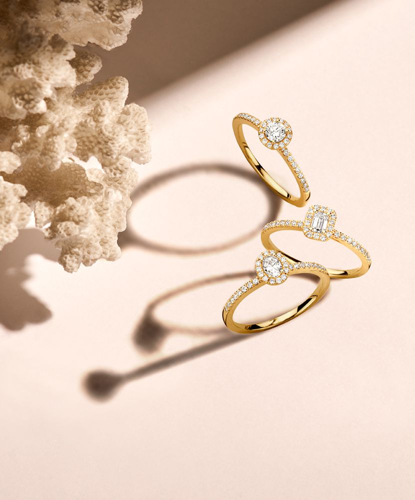 Wyjątkowy Pierścionek z Żółtego Złota z Diamentem i Szlifem Szmaragdu – 14 Karat Złota, 0.42ct Diamentów