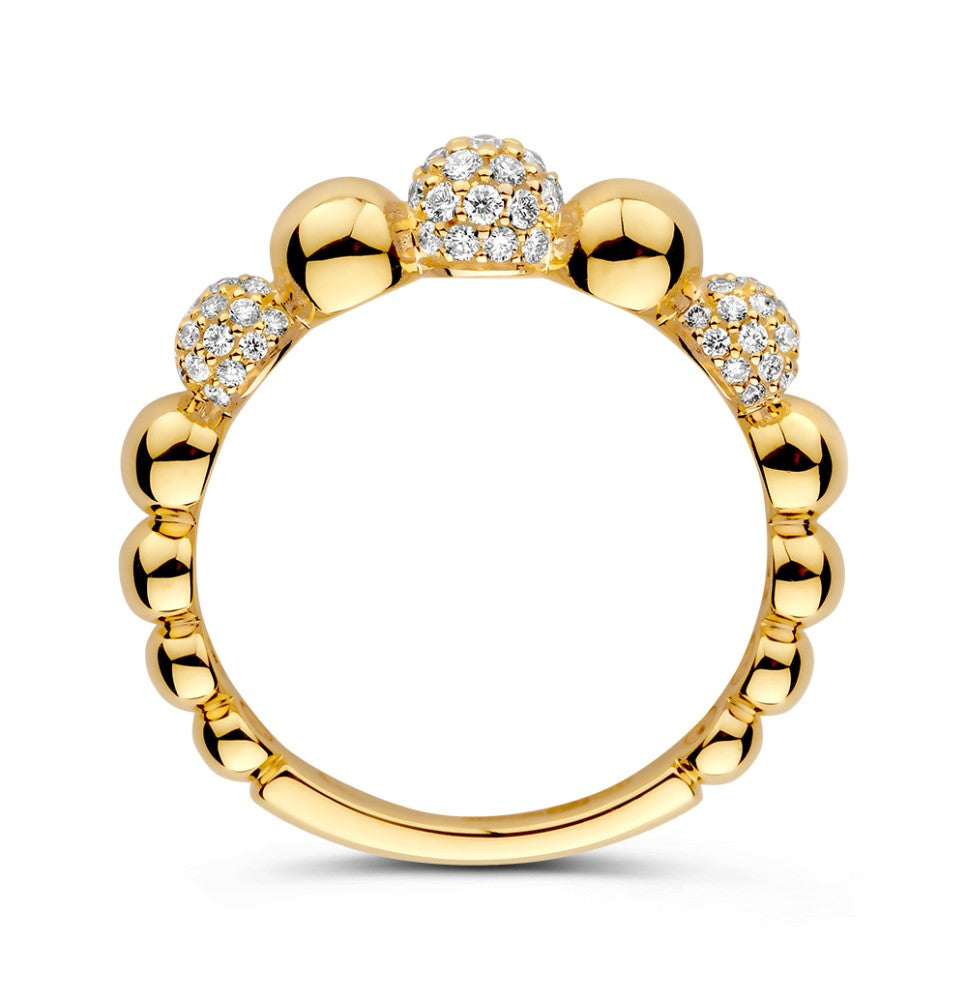 Elegancki Żółte Złoto Pierścionek z Diamentami – 14 Karat Złoto, 0.42ct Diamenty