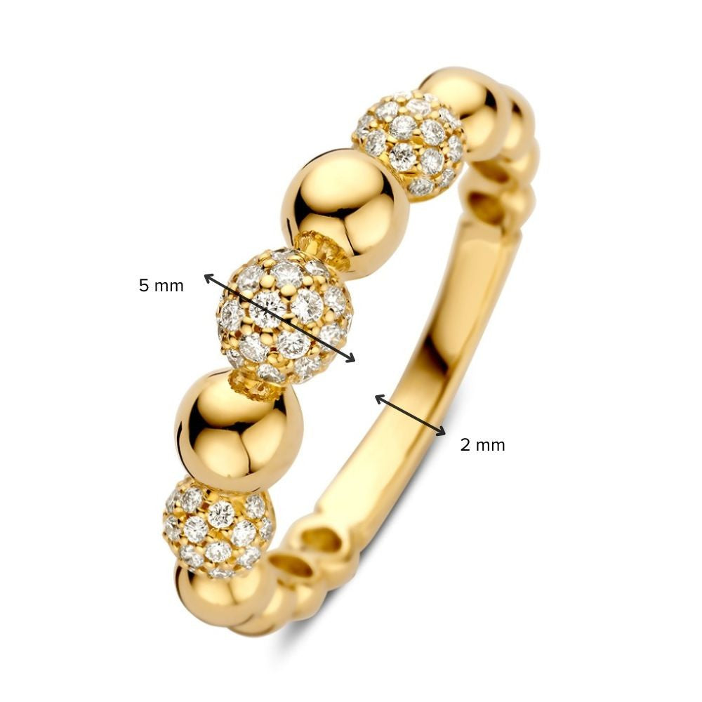 Elegancki Żółte Złoto Pierścionek z Diamentami – 14 Karat Złoto, 0.42ct Diamenty