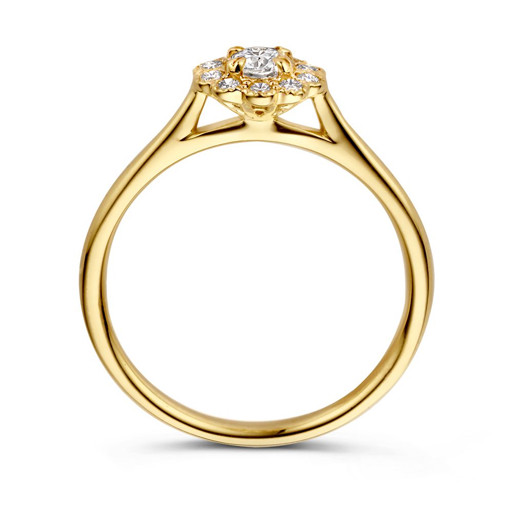 Żółte złoto Vintage Entourage pierścionek z diamentami – 14 karatów złota, 0.43ct diamentów