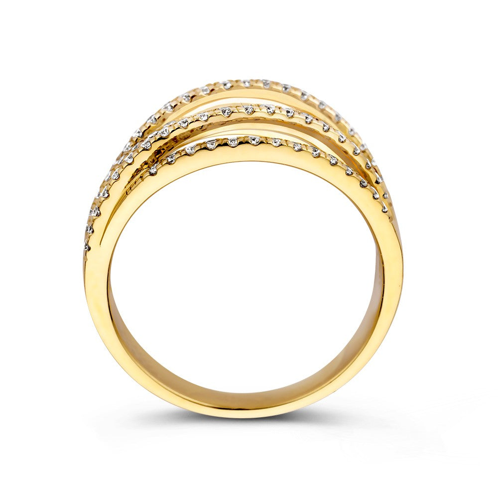 Elegancki pierścionek z żółtego złota 14k z diamentami 0,53 ct, wyrazisty element dla kobiet