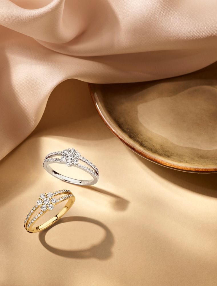 Szczególna pierścionek z żółtego złota z diamentami – 14 karatów 0.55 crt.
