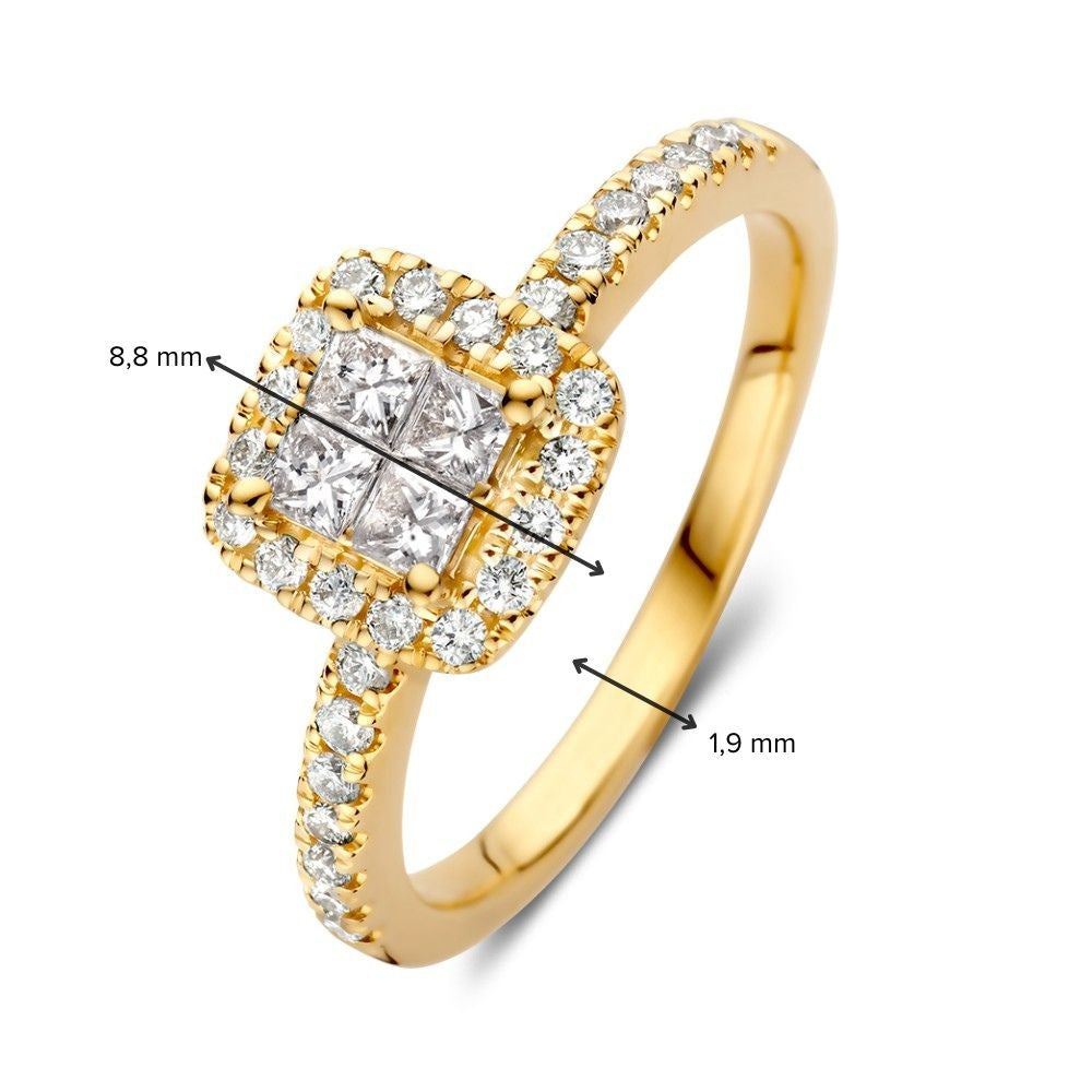 Pierścionek żółte złoto diament 0.58 crt.